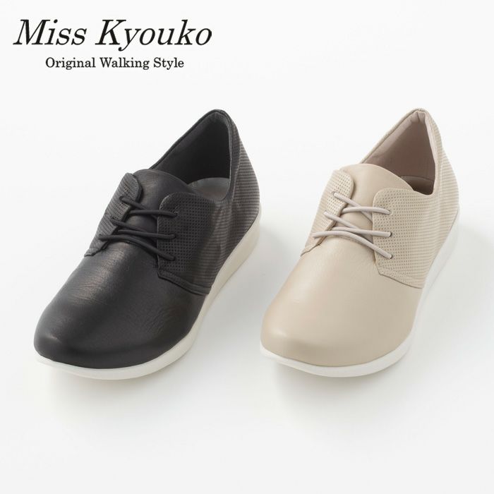 107512】ゴム紐マニッシュシューズ 4E Miss Kyouko | MissKyouko